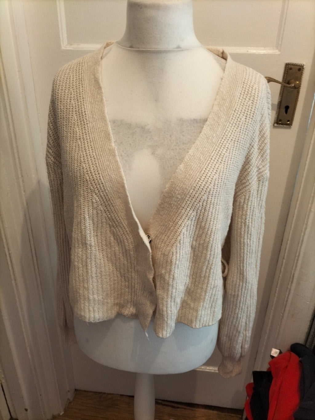 Ladies Na-kd Size Small Cream Knit Cardigan