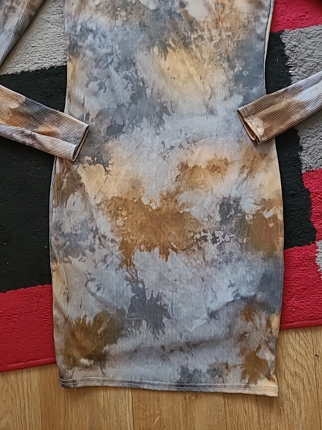 Ladies Missguided Size 6 Beige, Brown, Grey Long Sleeved Pencil Dress