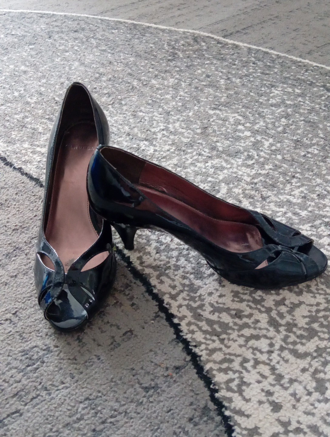 Ladies Carvela Open Toed Black Heeled Shoes Size 37 FREE DELIVERY