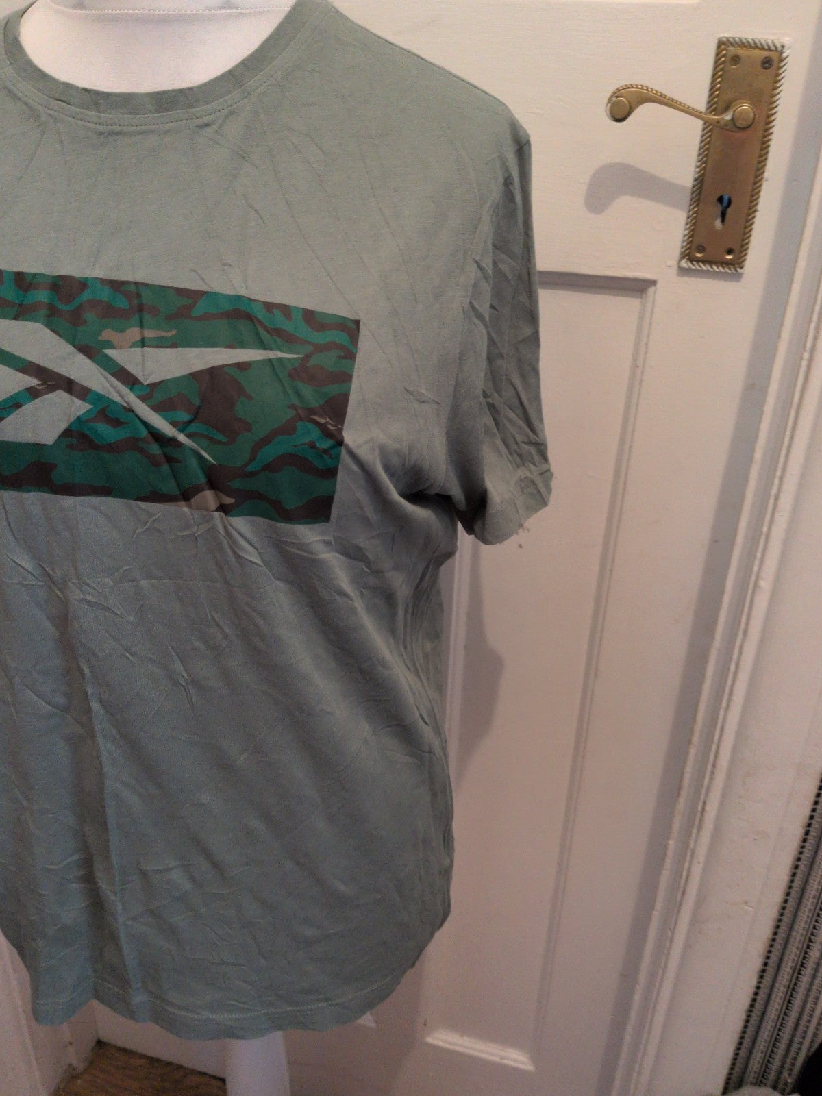 Reebok Large Green Print Short Sleeve T-shirt