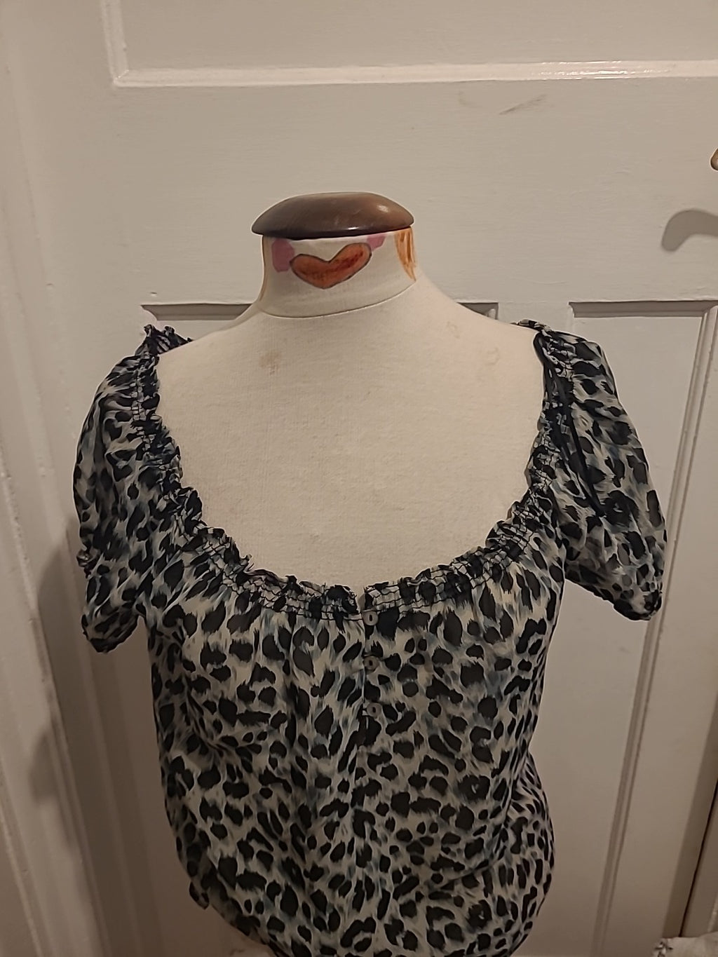 Ladies Tu Size 12 Animal Print Semi See Through Blouse