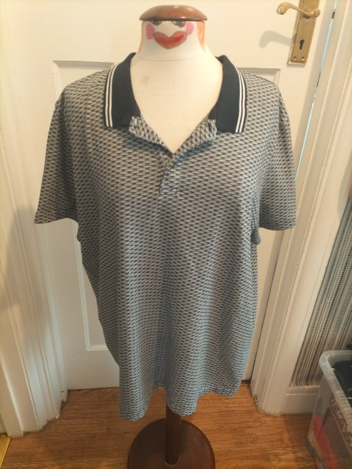 Mens Tu Size XL Navy Grey Short Sleeved Polo