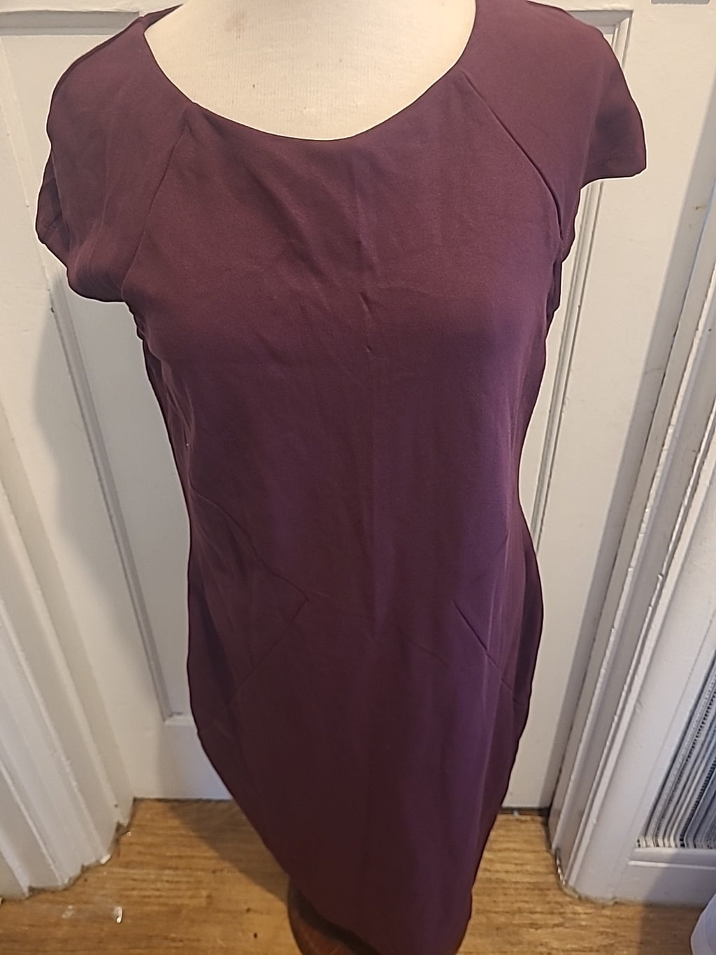 Ladies Marks And Spencer Size 16 Burgundy Cap Sleeved Dress