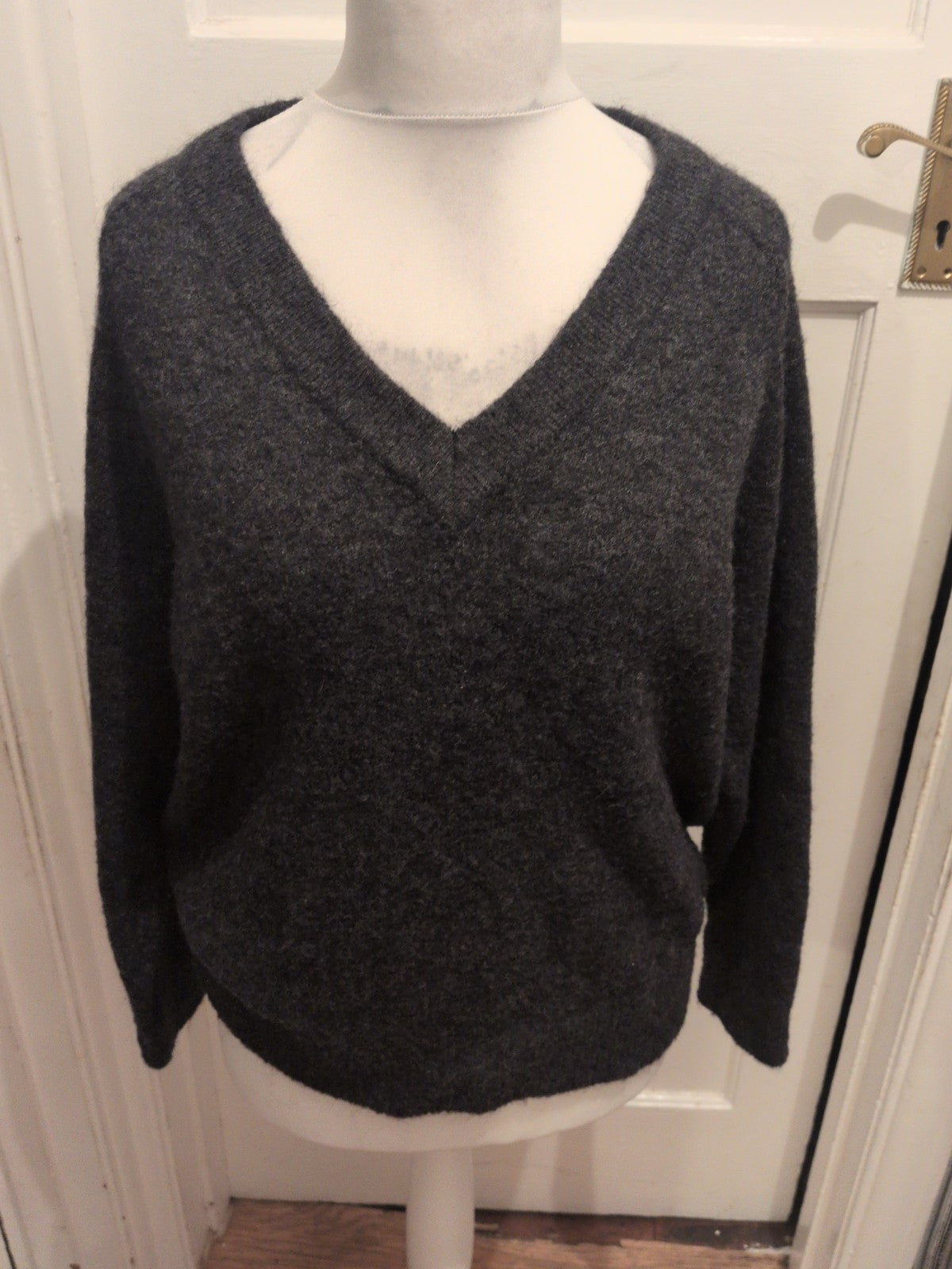 Ladies Selected Femme Size Large V Neck Dark Grey Jumper