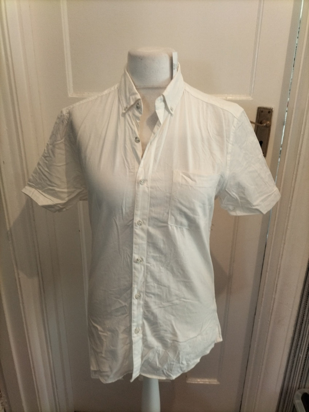 Brand New Mens Topman Size M White Stretch Short Sleeved Shirt