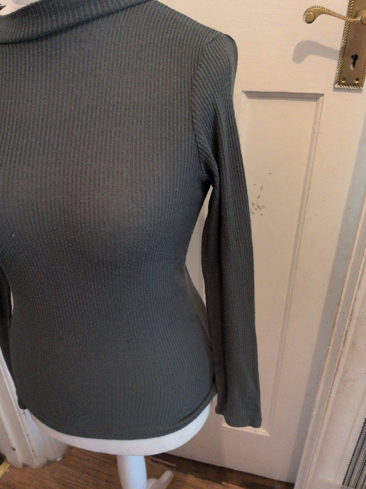 Ladies Primark Small Green High Neck Long Sleeve Jumper