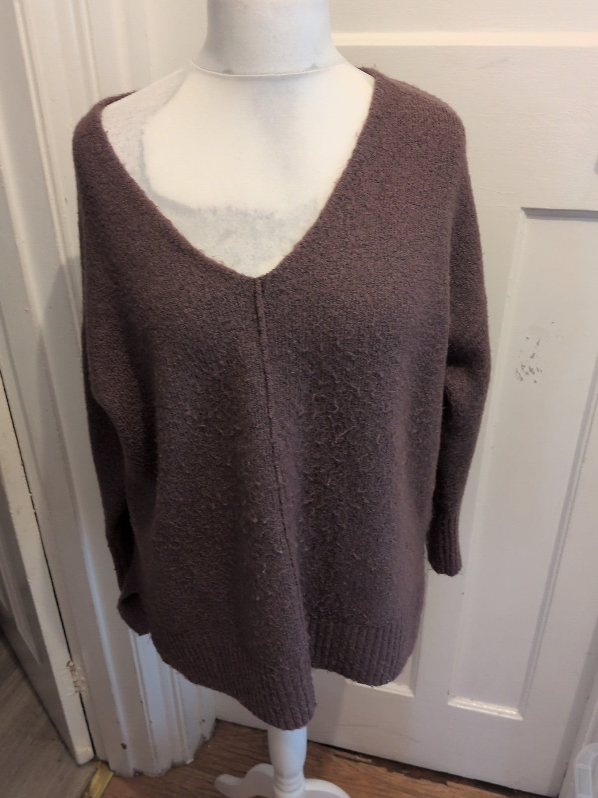 George 12-14 Dark Purple V Neck Jumper
