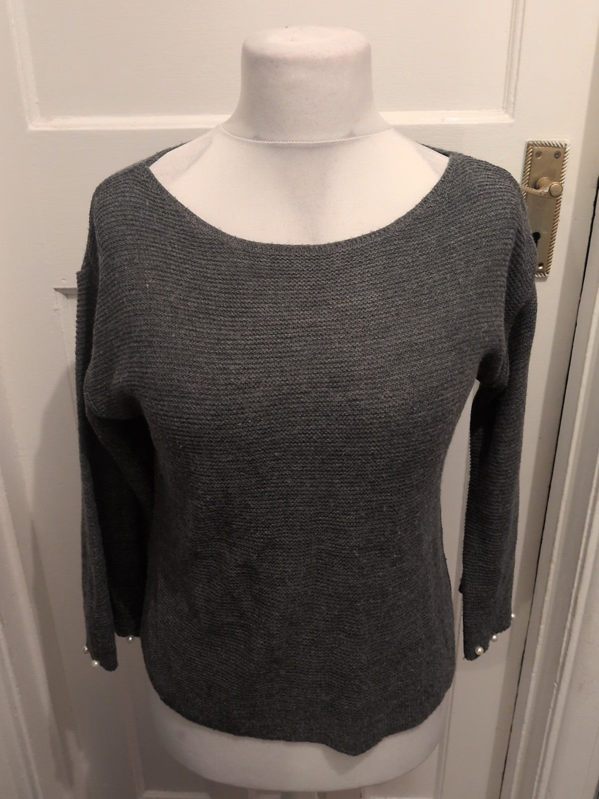 Ladies Anna Spinello Size Large Grey Knit Jumper