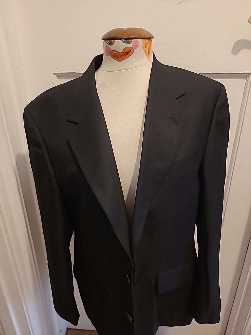 Mens Size 38S Black Wool Blend Jacket