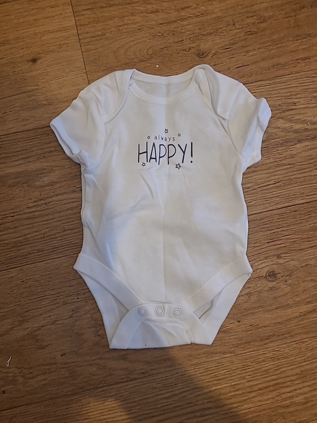 Primark 0-1 Months White"Happy" Babygrow