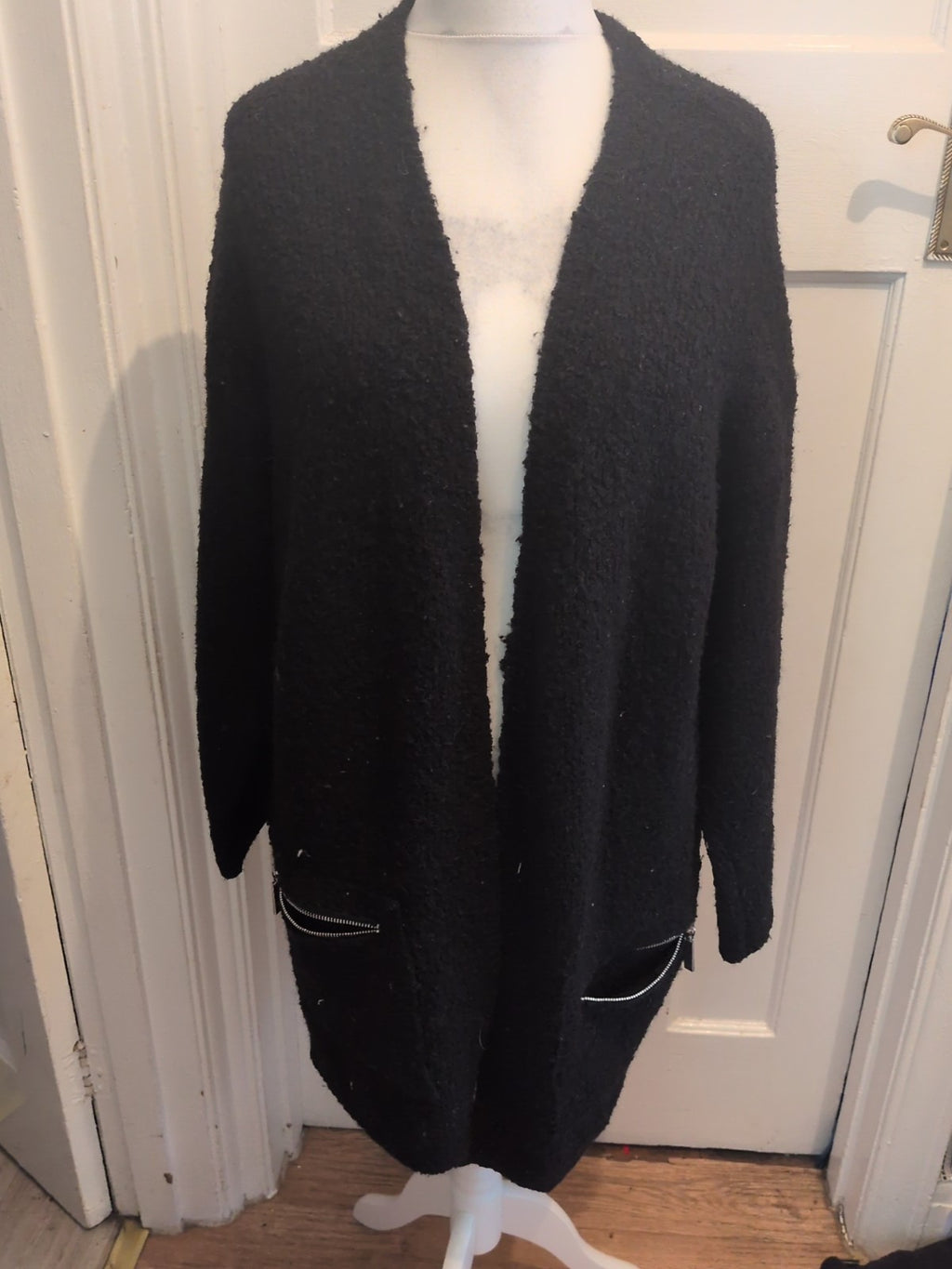 F&F 18 Black Longline Open Cardigan Knit