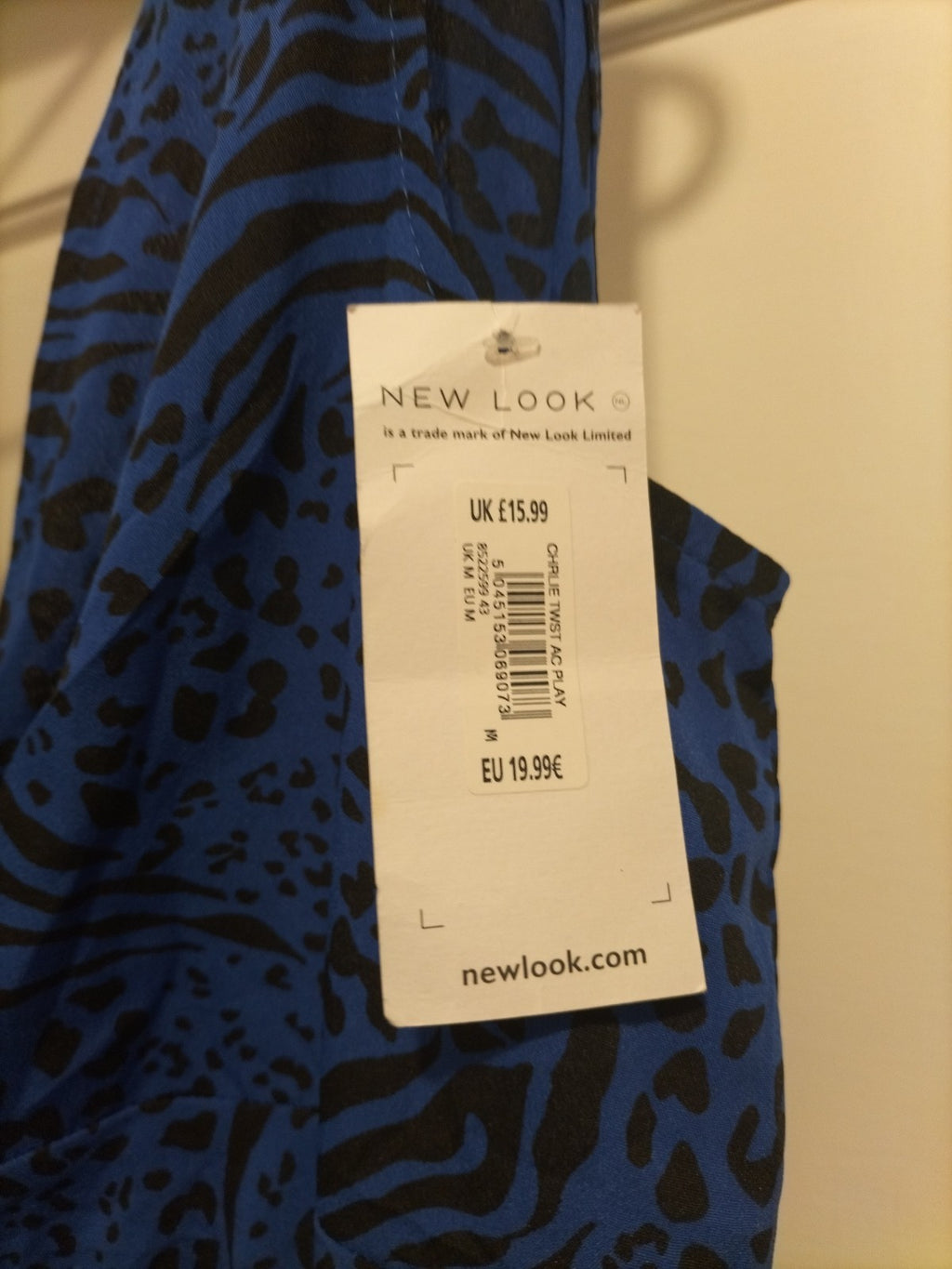 Brand New Ladies New Look Size Medium Blue And Black Animal Print Sleeveless...