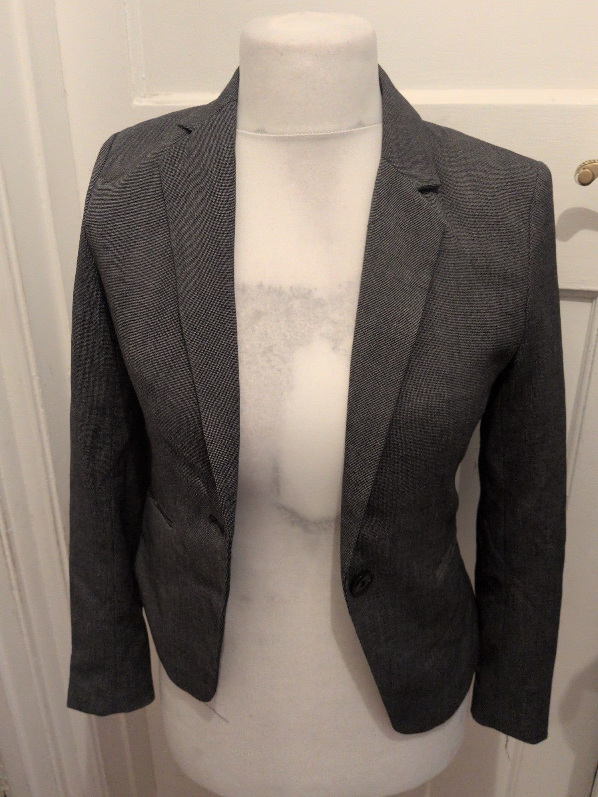 H&M 10 Grey Fleck Lined Padded Blazer
