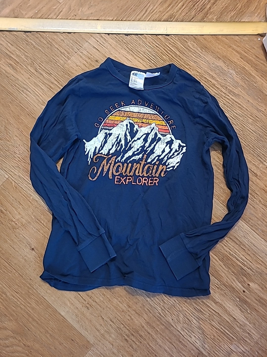 Boys H+m 10-12 Yeads Navy Mountain Long Sleeved Tshirt