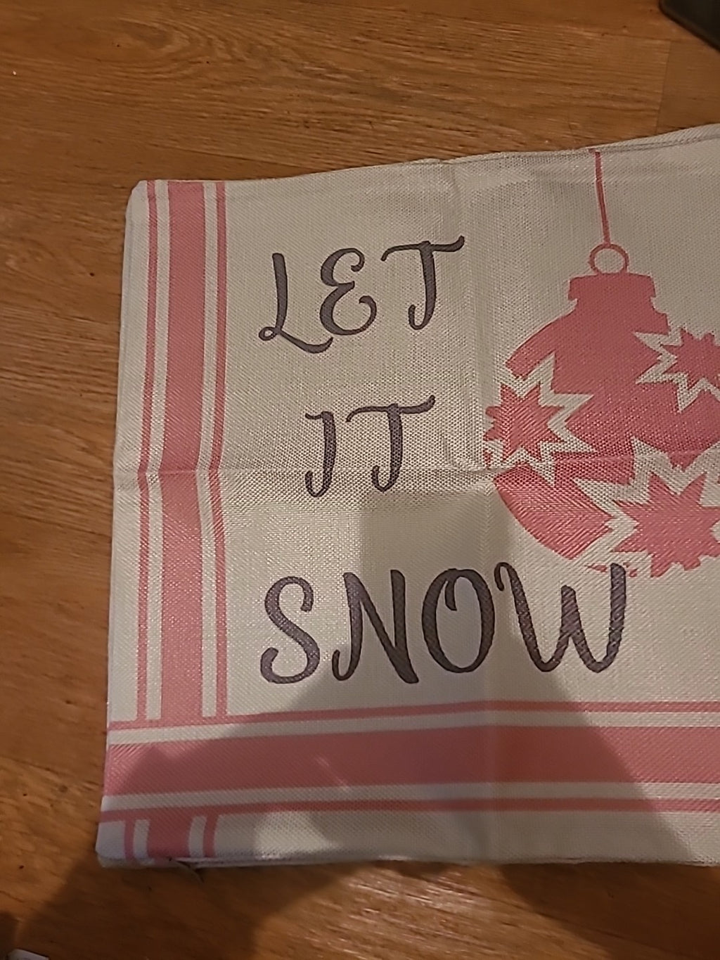 Brand New Pink/Beige "Let It Snow" Cushion Covers Christmas Set Of 3