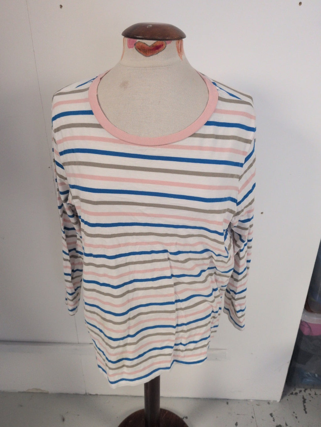 M&S Collection 20 Pink Stripe Long Sleeve T-shirt