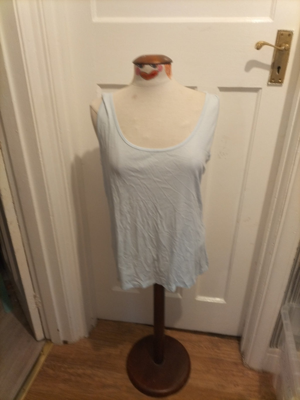 Ladies Peacocks Size 22 Pale Blue Sleeveless Vest Tank Top