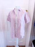Boston Crew Medium Purple Blue Red Stripe Short Sleeve Shirt