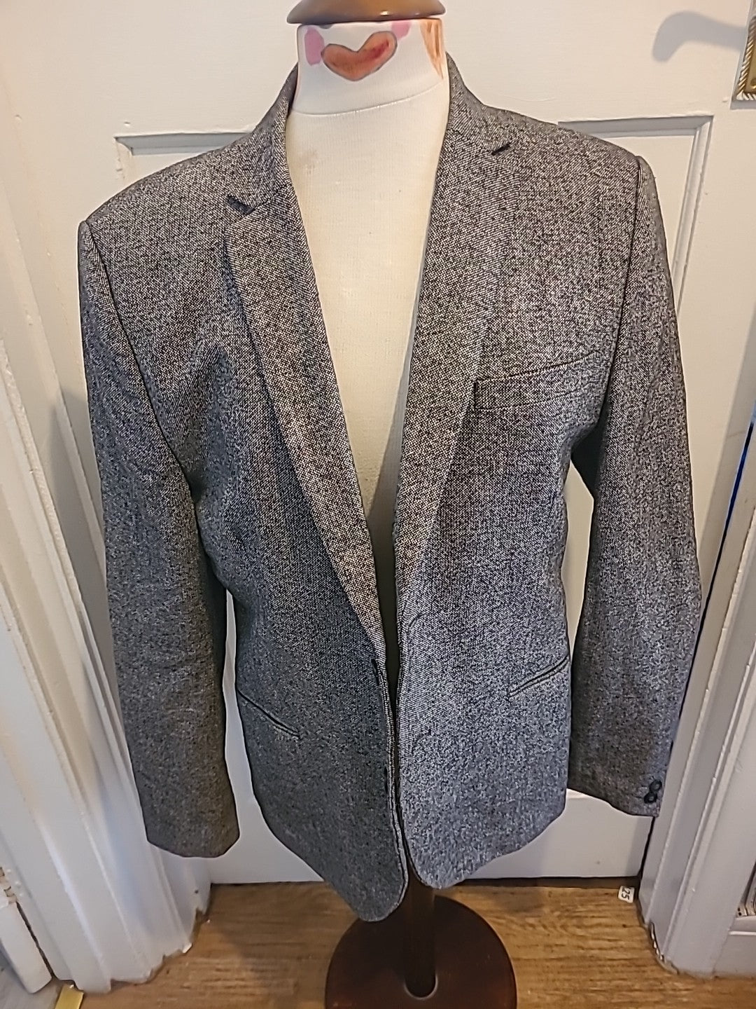Ladies H&M Size Large Brown/Grey Fleck Padded Lined Blazer