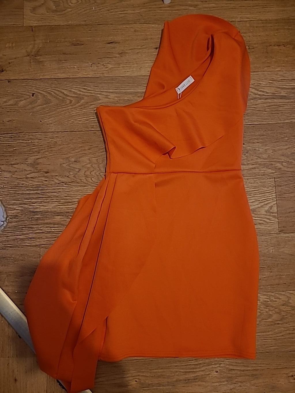 Brand New Ladies Femme Luxe Size 10 Orange One Shoulder Bodycon Mini Dress