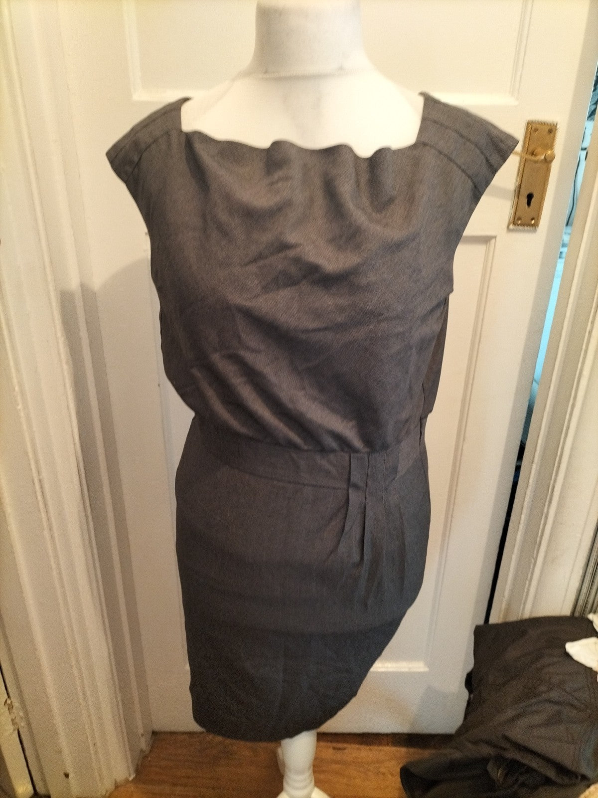Ladies Next Size 10 Grey Lined Sleeveless Dress
