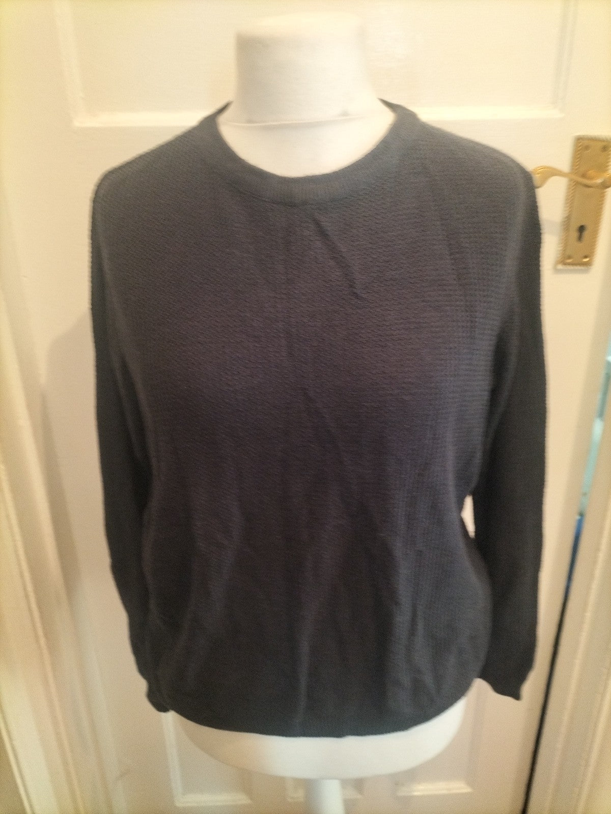 Mens River Island Size Small Navy Long Sleeved Textured Jumper