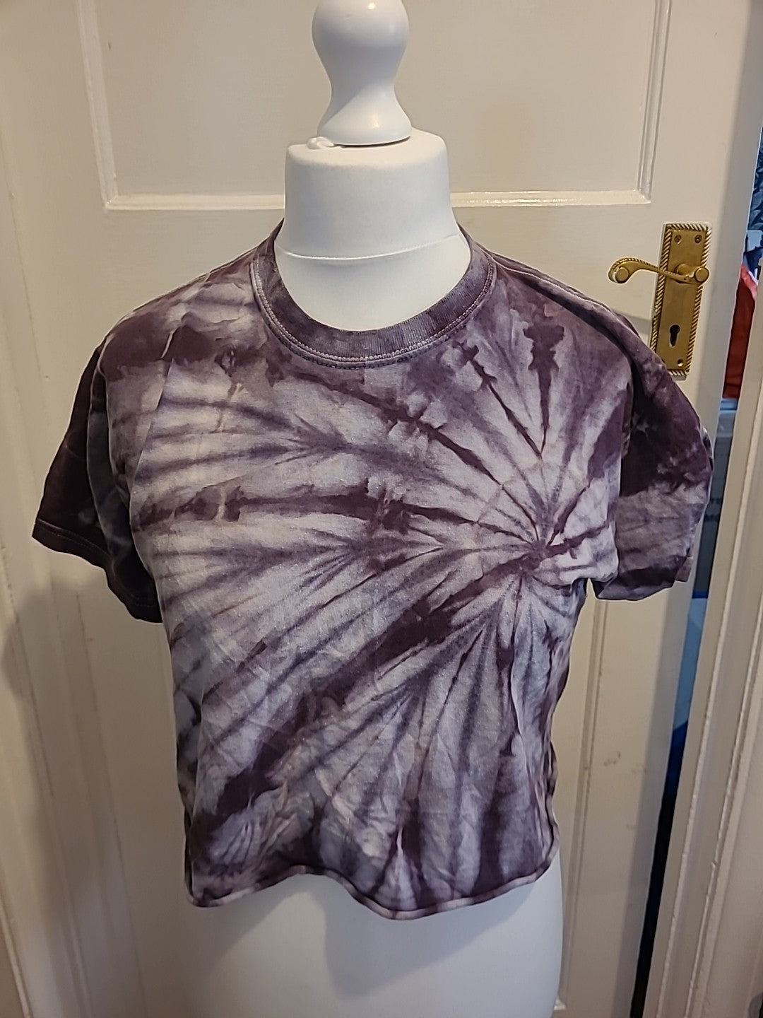 Ladies Size S/M Purple And Grey Short Sleeved Dye Tshirt