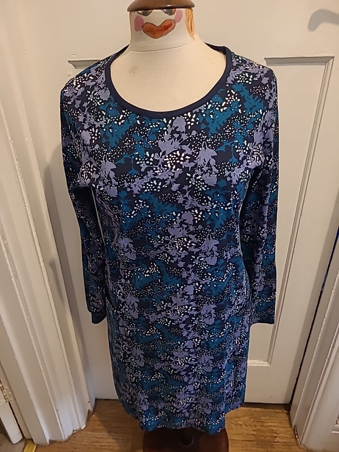Ladies Mountain Warehouse Size 12 Blue/Navy/White Long Sleeved Dress