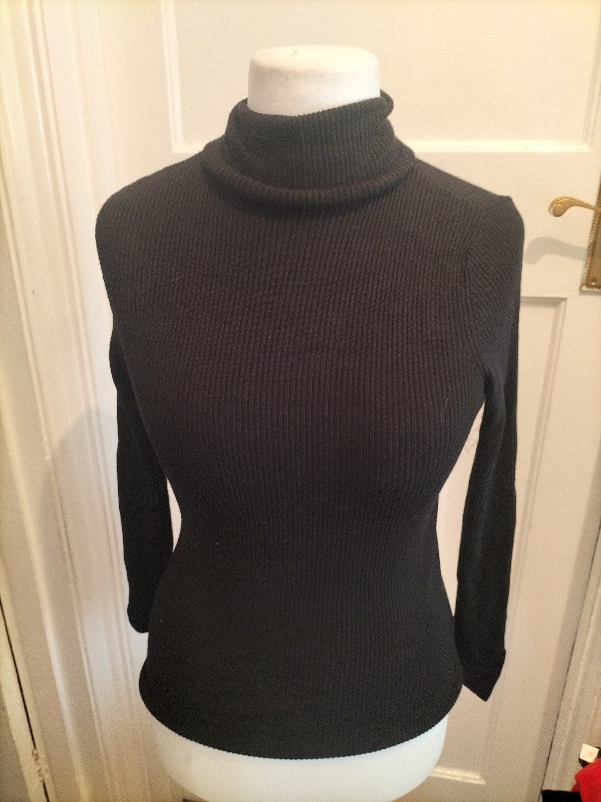 Ladies F&F Size 10 Black Roll Neck Long Sleeved Jumper
