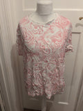 Primark 2XL Pink And White Printed Short Sleeve T-shirt