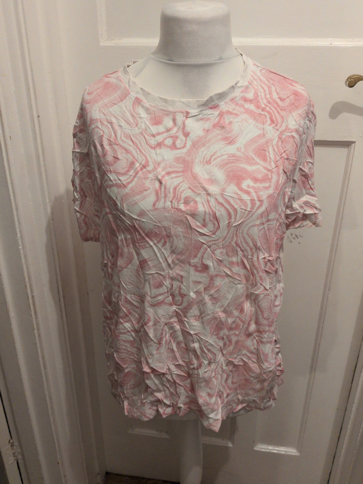 Primark 2XL Pink And White Printed Short Sleeve T-shirt