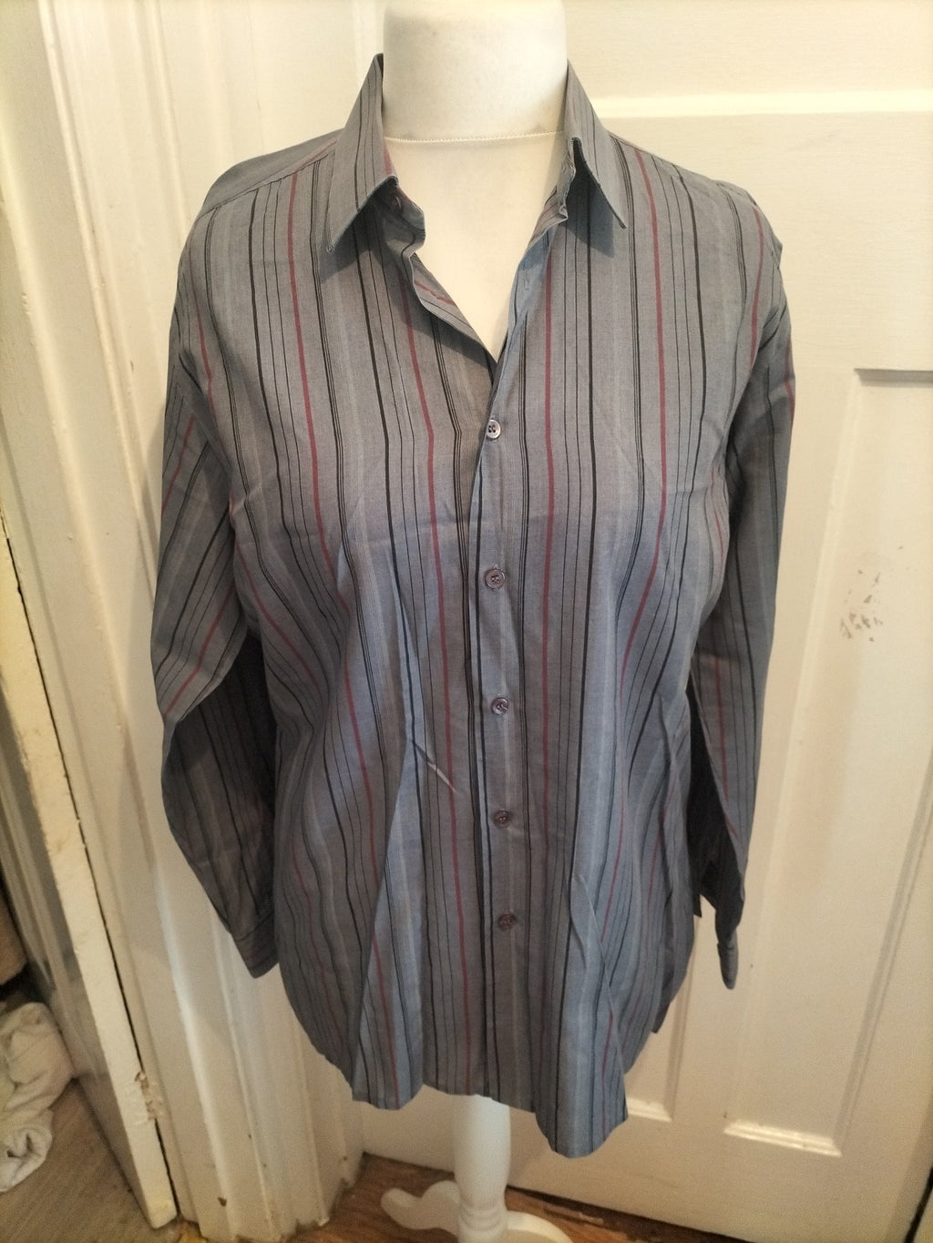Dunno Co 16" Grey Stripe Long Sleeve Shirt