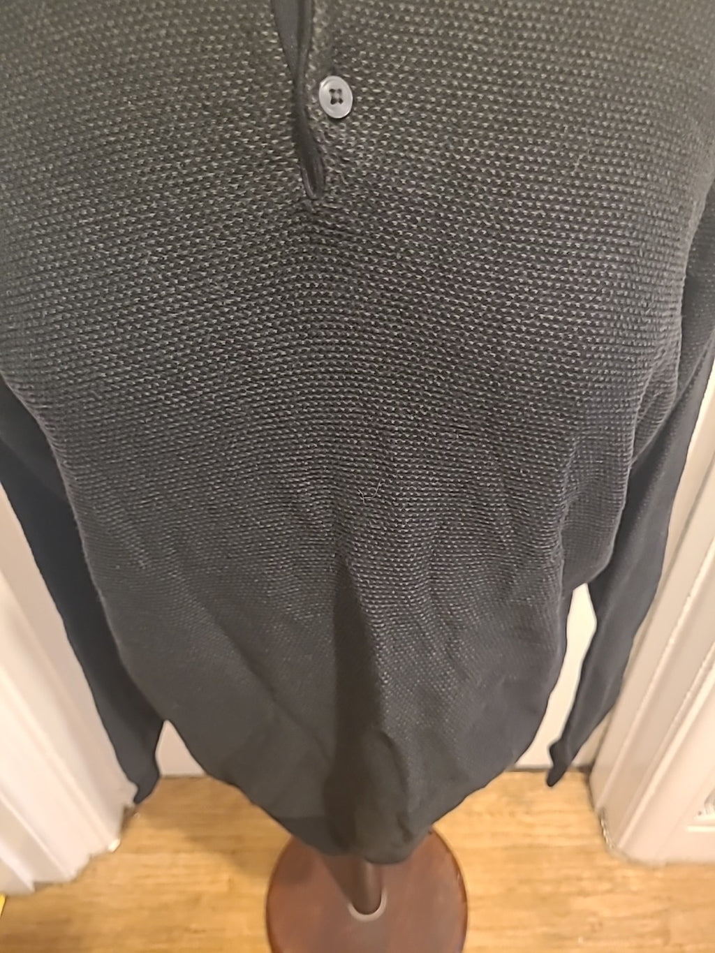 Mens ACW Size Medium Black Khaki Fleck Long Sleeved Polo