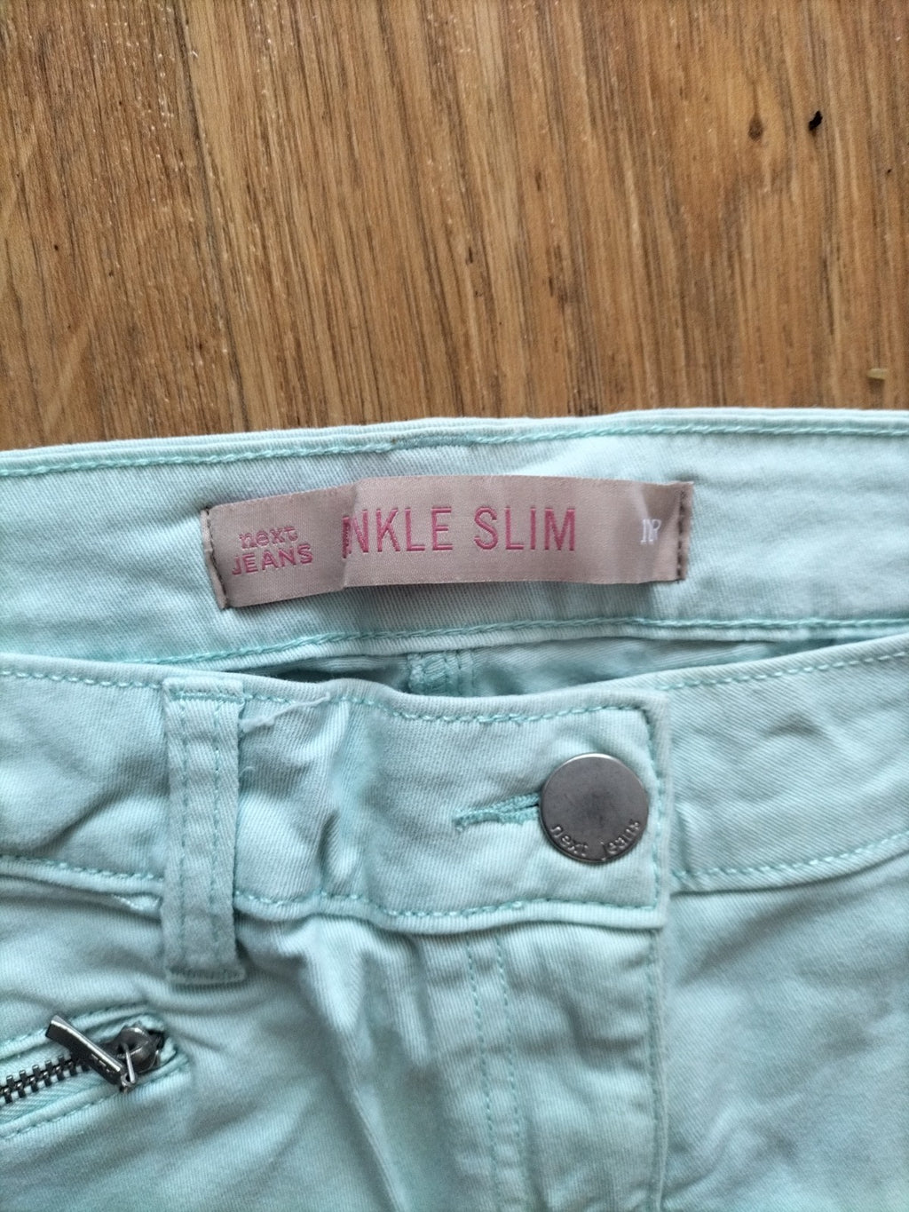 Mens Next Size 12R Pale Aqua Ankle Slim Jeans