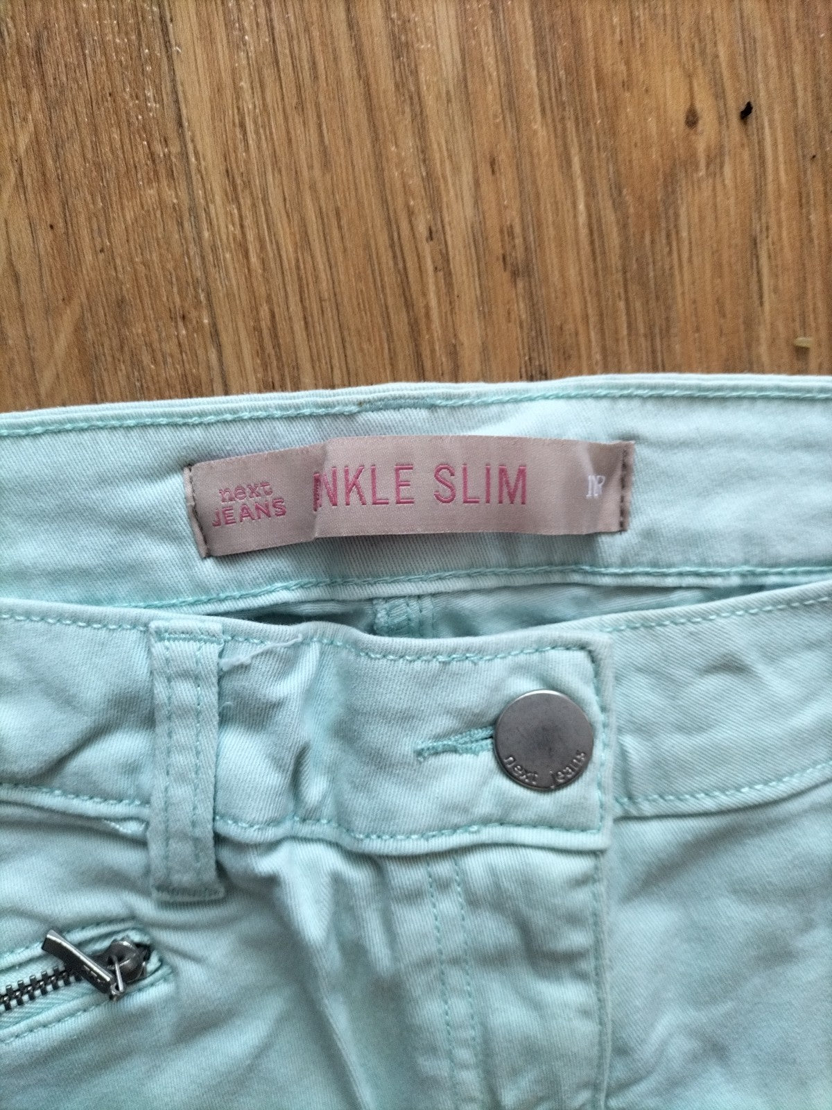 Mens Next Size 12R Pale Aqua Ankle Slim Jeans