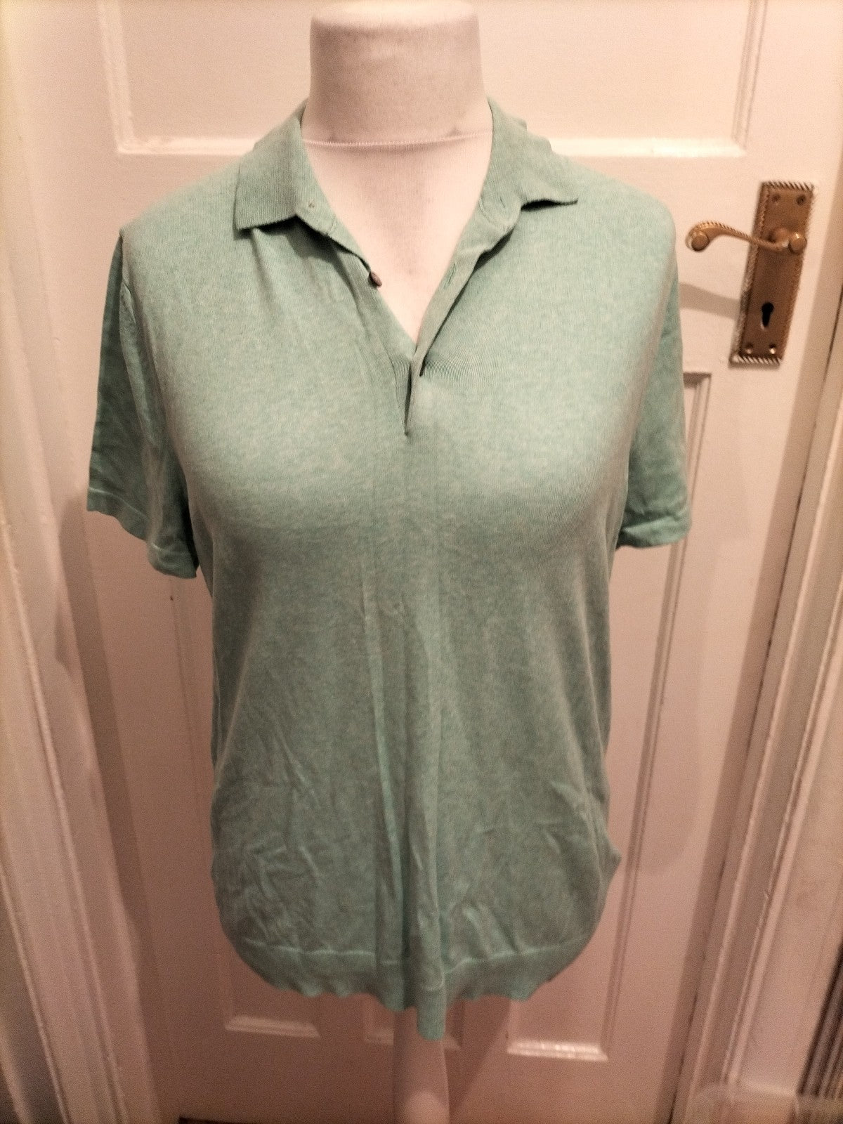 Mens M&S Collection Size M Cotton Rich Short Sleeve Aqua Polo