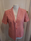 Ladies Berkertex Size 14 Pink Lined Padded Blazer Short Sleeved