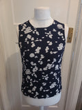 Ladies Autograph Size 12 Navy Mix With White Sleeveless Blouse