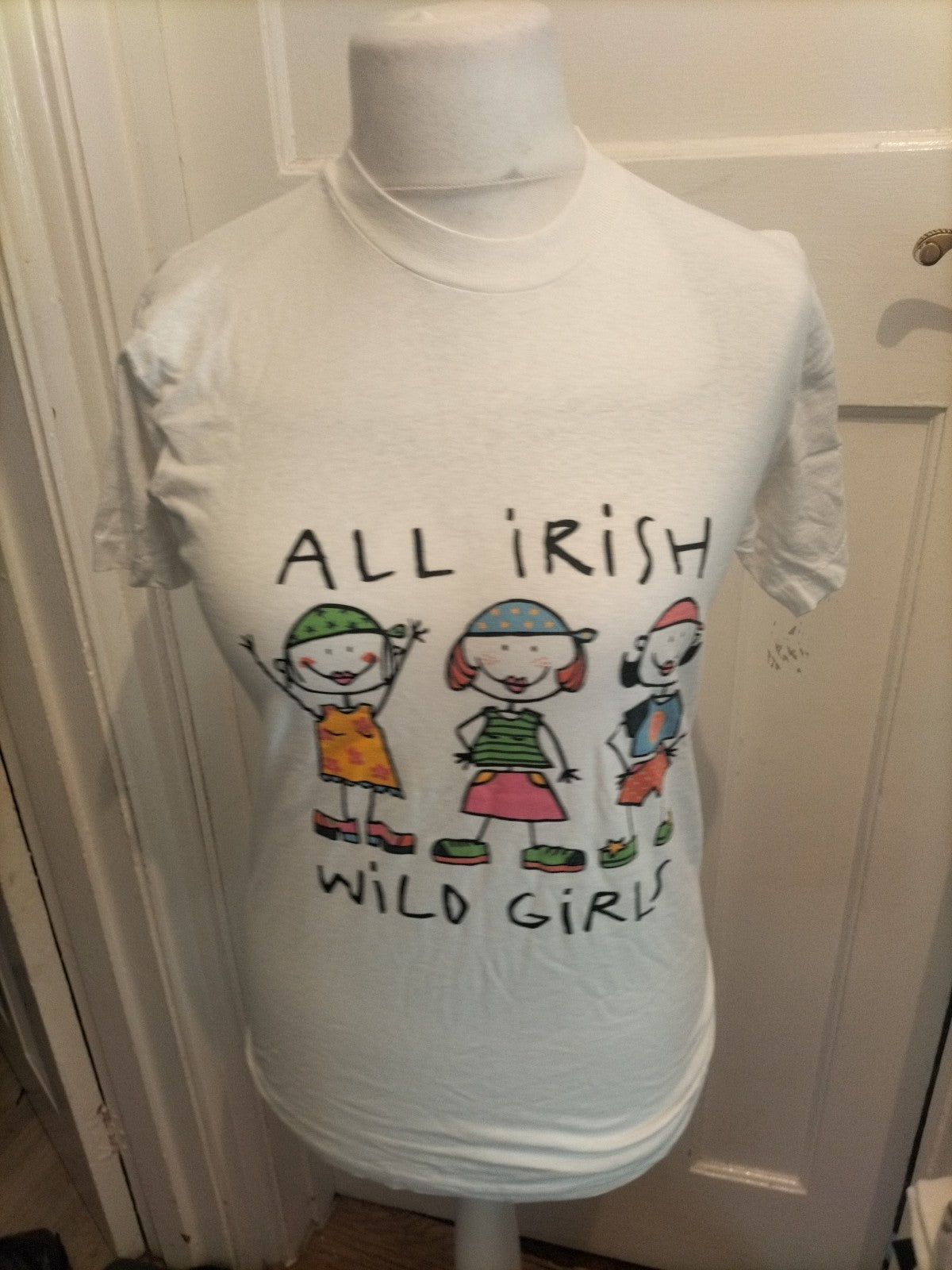 Medium White Irish Girls Short Sleeve Print T-shirt