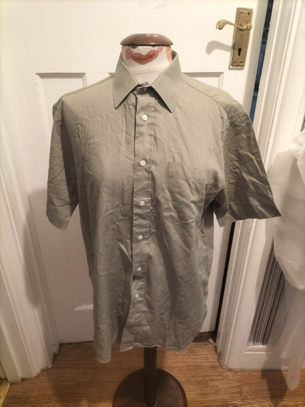 Mens Marks And Spencer Size 15.5 Green Short Sleeved Shirt