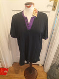 Brand New Mens Lee Cooper Size Medium Black/Purple Short Sleeved Polo