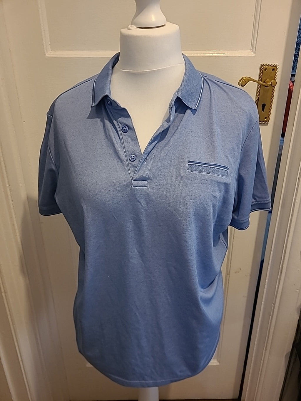 Mens Tu Size Large Blue Short Sleeved Polo
