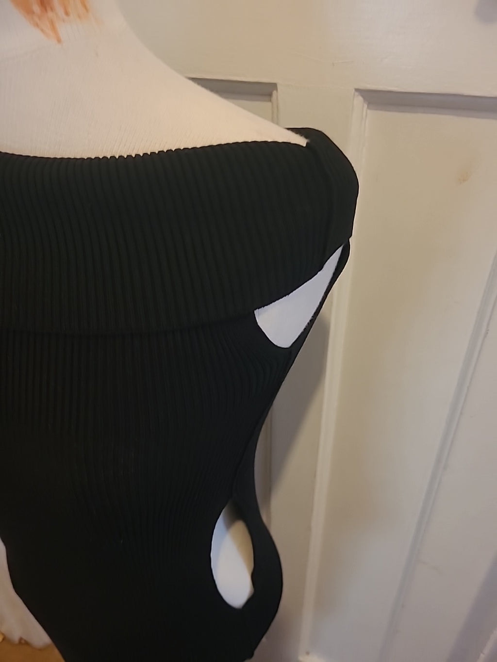 Ladies Black Bodycon Dress Size 10/12 Stretchy