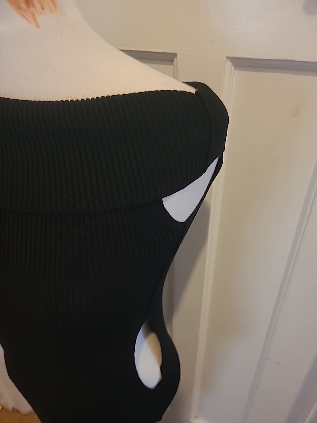 Ladies Black Bodycon Dress Size 10/12 Stretchy