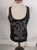 Fishbone Small Black Sequin Sleeveless Top