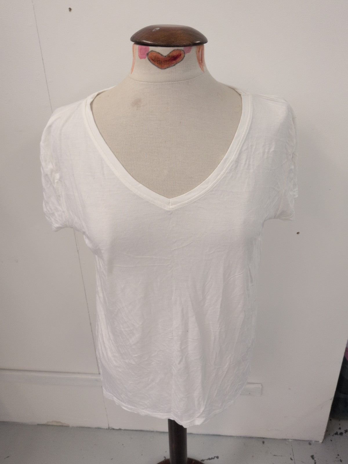 Topshop 12 White V Neck Short Sleeve T-shirt