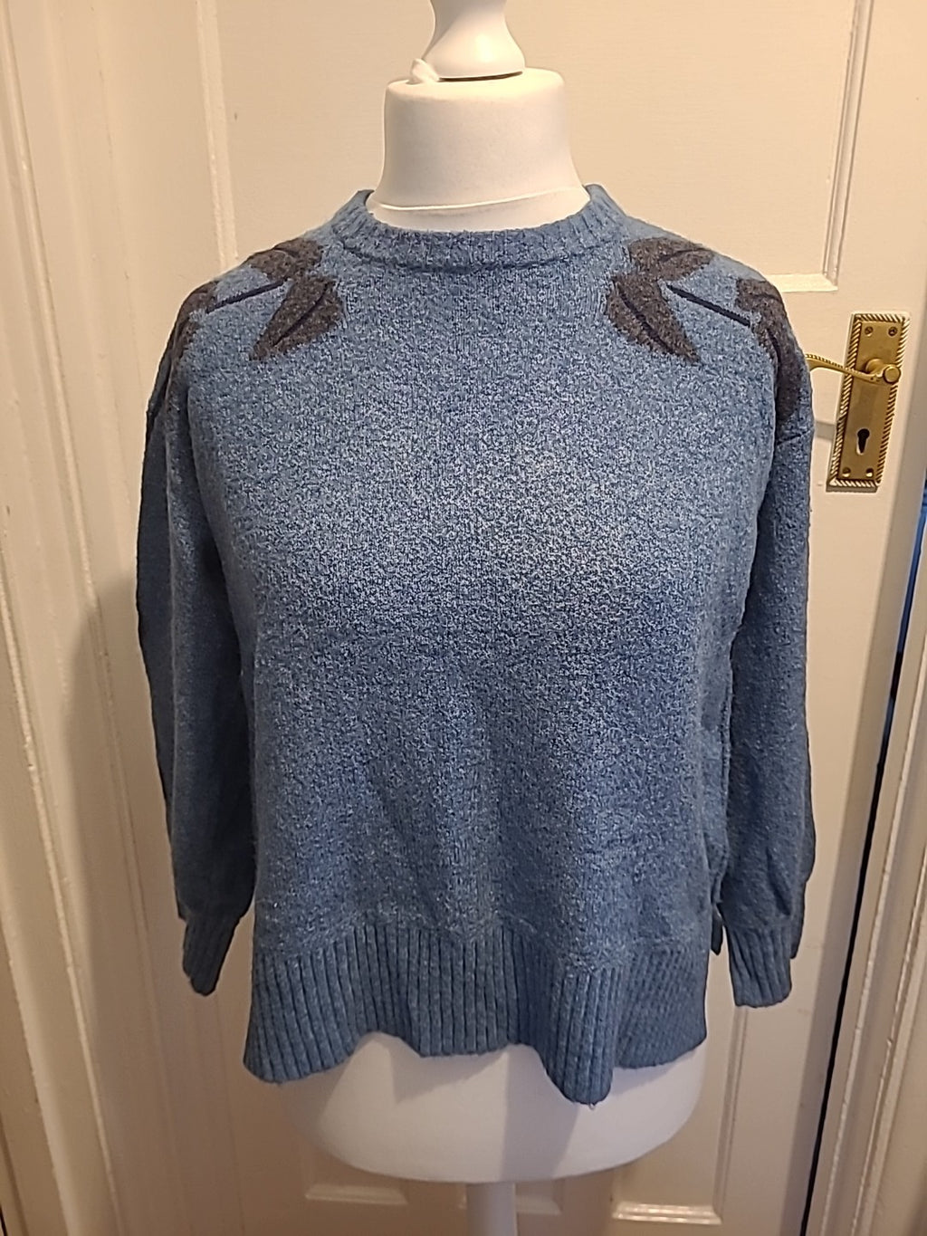 Ladies White Stuff Size 8 Blue And Grey/Navy Pullover Jumper