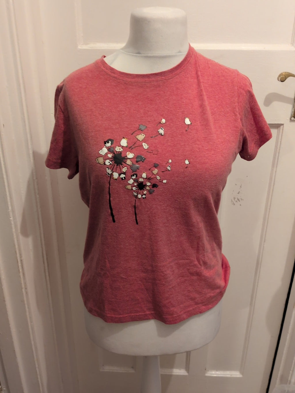 Shein Large Red Fade Floral Short Sleeve Pyjama Top