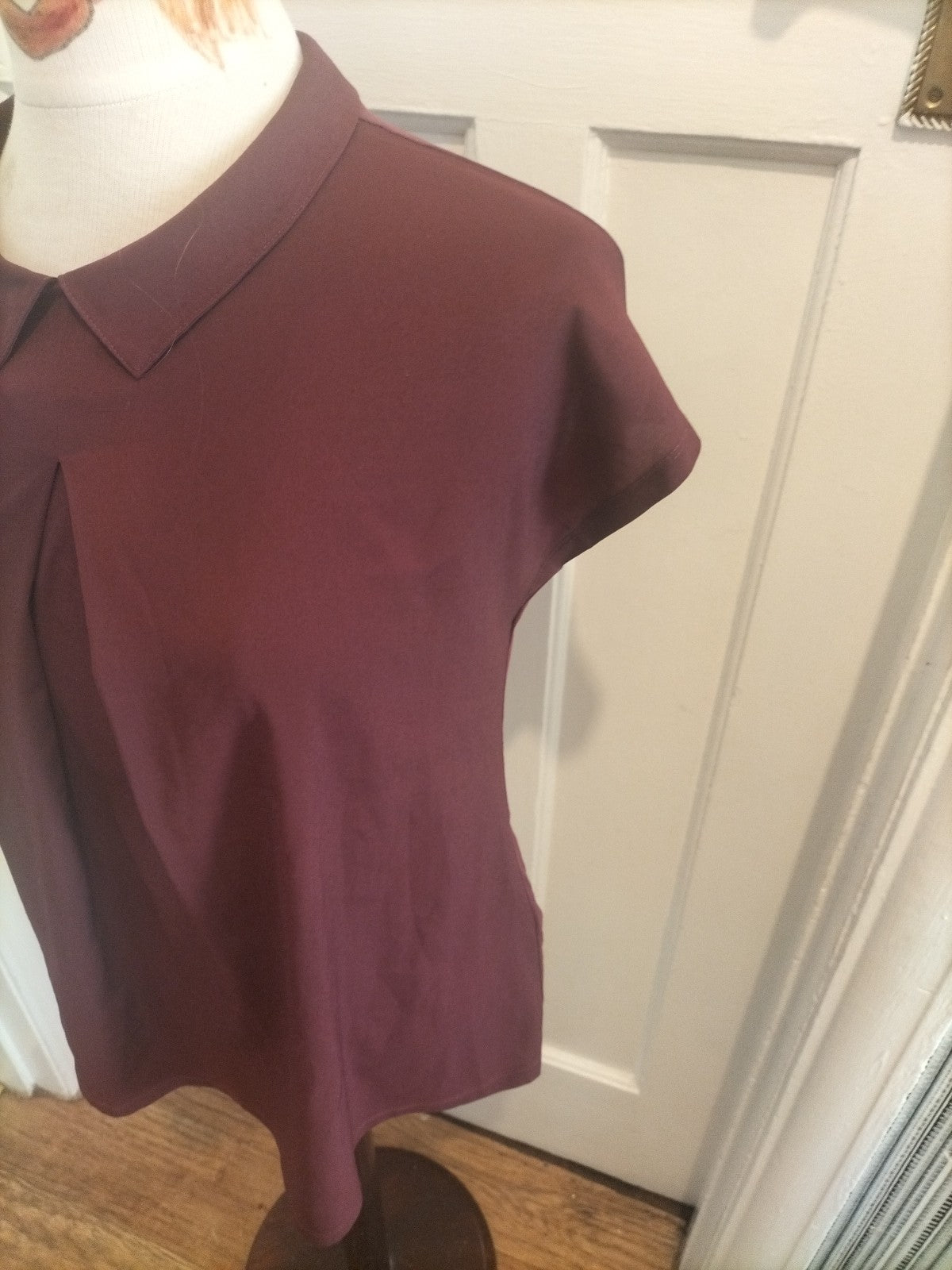 Ladies French Connection Size Medium Deep Purple Short Sleeve Blouse