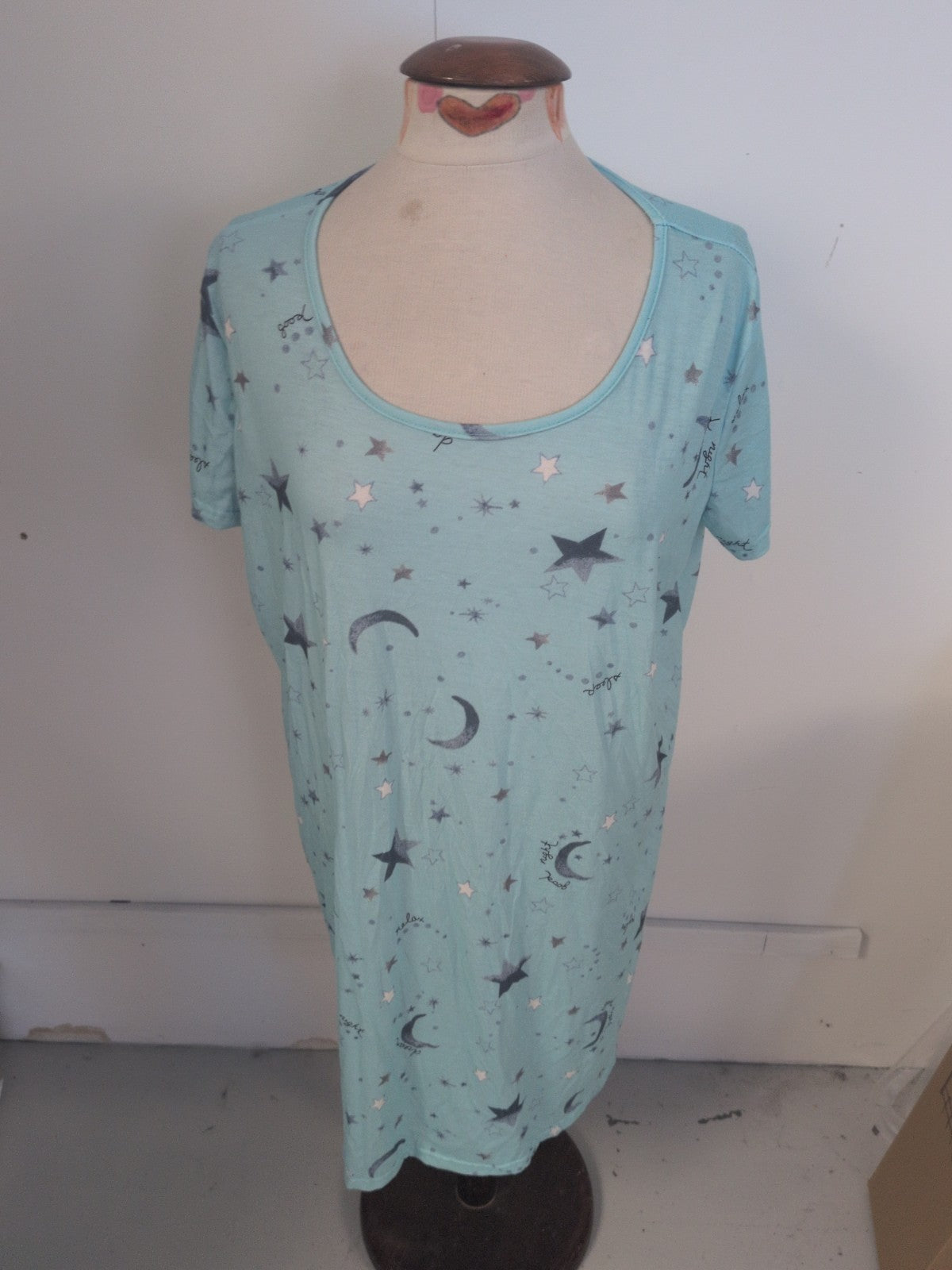 Large Turquoise Star And Moon Pyjama Nighty